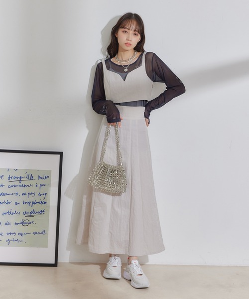 VIS（ビス）の「【セットアップ対応】ナイロンビスチェ【洗える】（キャミソール・レディース・ベージュ系その他2/ブラック・M/S）」の8枚目の写真