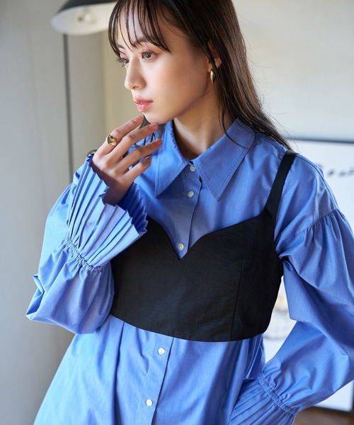 VIS（ビス）の「【セットアップ対応】ナイロンビスチェ【洗える】（キャミソール・レディース・ベージュ系その他2/ブラック・M/S）」の3枚目の写真