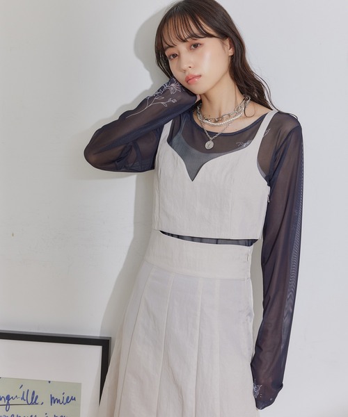 VIS（ビス）の「【セットアップ対応】ナイロンビスチェ【洗える】（キャミソール・レディース・ベージュ系その他2/ブラック・M/S）」の6枚目の写真