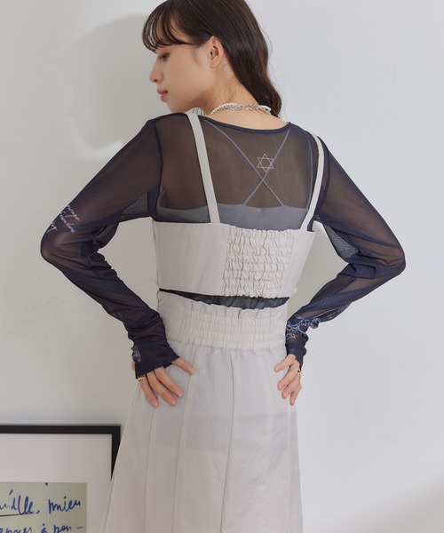 VIS（ビス）の「【セットアップ対応】ナイロンビスチェ【洗える】（キャミソール・レディース・ベージュ系その他2/ブラック・M/S）」の7枚目の写真