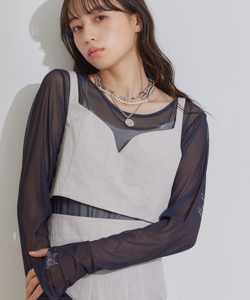 VIS（ビス）の「【セットアップ対応】ナイロンビスチェ【洗える】（キャミソール・レディース・ベージュ系その他2/ブラック・M/S）」の18枚目の写真