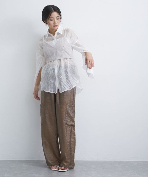 VIS（ビス）の「【セットアップ対応】ナイロンビスチェ【洗える】（キャミソール・レディース・ベージュ系その他2/ブラック・M/S）」の13枚目の写真