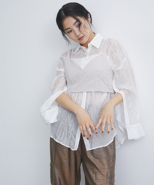 VIS（ビス）の「【セットアップ対応】ナイロンビスチェ【洗える】（キャミソール・レディース・ベージュ系その他2/ブラック・M/S）」の15枚目の写真