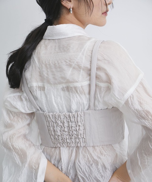 VIS（ビス）の「【セットアップ対応】ナイロンビスチェ【洗える】（キャミソール・レディース・ベージュ系その他2/ブラック・M/S）」の16枚目の写真