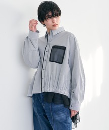 Editt by YECCA VECCA | ストライプシアーMIXアシメシャツ(シャツ/ブラウス)