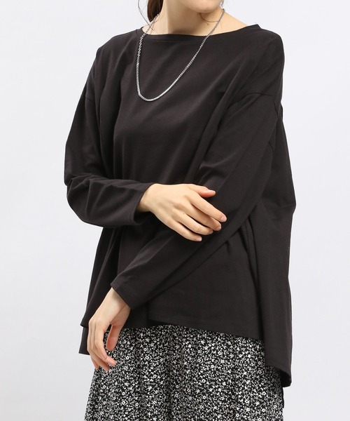 GLOBAL WORK Smile Seed Store（グローバルワーク スマイルシードストア）の「コットンアシメフレアTシャツ長袖/984085（Tシャツ/カットソー・レディース・オフホワイト/グレー系その他/ブラック/ライトベージュ・LARGE/SMALL/MEDIUM/X-LARGE）」の5枚目の写真