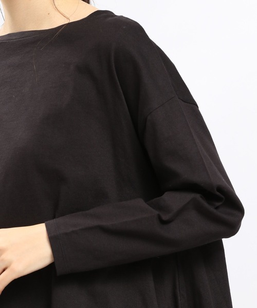 GLOBAL WORK Smile Seed Store（グローバルワーク スマイルシードストア）の「コットンアシメフレアTシャツ長袖/984085（Tシャツ/カットソー・レディース・オフホワイト/グレー系その他/ブラック/ライトベージュ・LARGE/SMALL/MEDIUM/X-LARGE）」の17枚目の写真