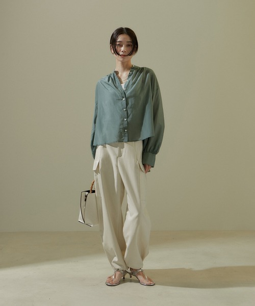 マルチサイズ ブラウス シャツ 「ZOZOTOWN限定」コットンシルクシアーギャザーブラウス レディース SALON adam et rope'（サロン アダム エ ロペ）の「【ZOZOTOWN