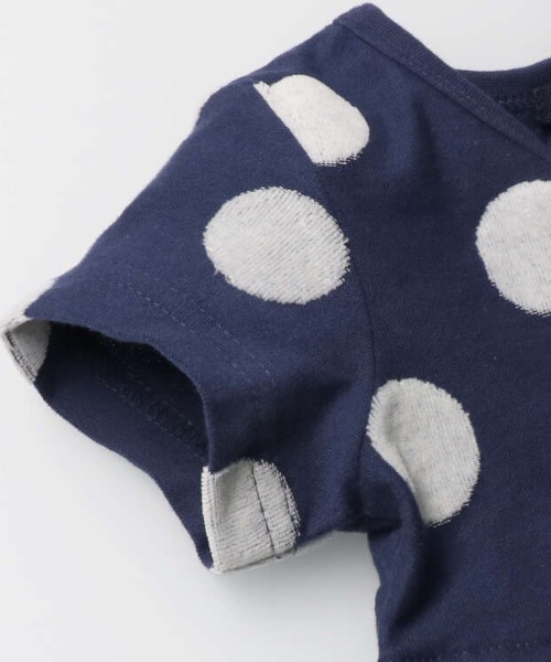 Moujonjon（ムージョンジョン）の「水玉ジャガード切替ワンピース（ワンピース・キッズ・ネイビー/オフホワイト・90/100/110/120/80/130/140）」の5枚目の写真