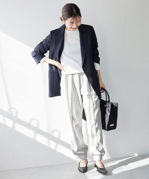 SLOBE IENA（スローブイエナ）の「裏毛ジョグプレスパンツ（その他パンツ・レディース・ライトグレー/ネイビー・FREE）」の4枚目の写真