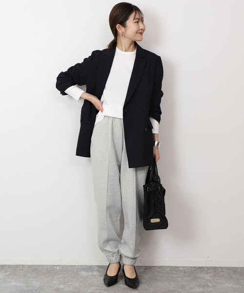 SLOBE IENA（スローブイエナ）の「裏毛ジョグプレスパンツ（その他パンツ・レディース・ライトグレー/ネイビー・FREE）」の5枚目の写真