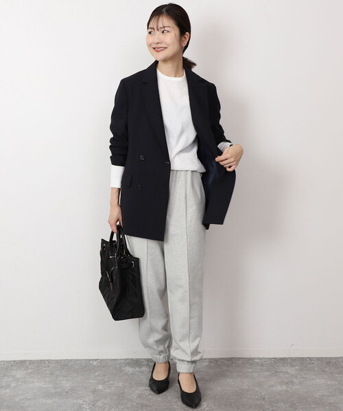 SLOBE IENA（スローブイエナ）の「裏毛ジョグプレスパンツ（その他パンツ・レディース・ライトグレー/ネイビー・FREE）」の6枚目の写真