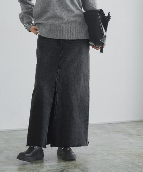 RASW（ラス）の「[RASW]デニムスリットスカート（デニムスカート・レディース・サックスブルー/ブラック・L/M/S）」の21枚目の写真