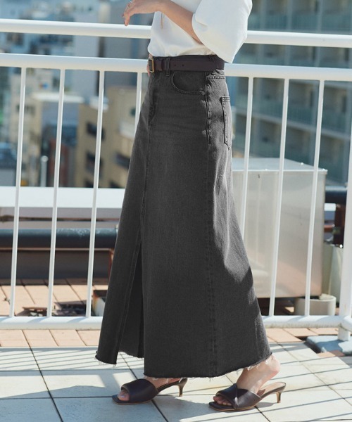 RASW（ラス）の「[RASW]デニムスリットスカート（デニムスカート・レディース・サックスブルー/ブラック・L/M/S）」の13枚目の写真
