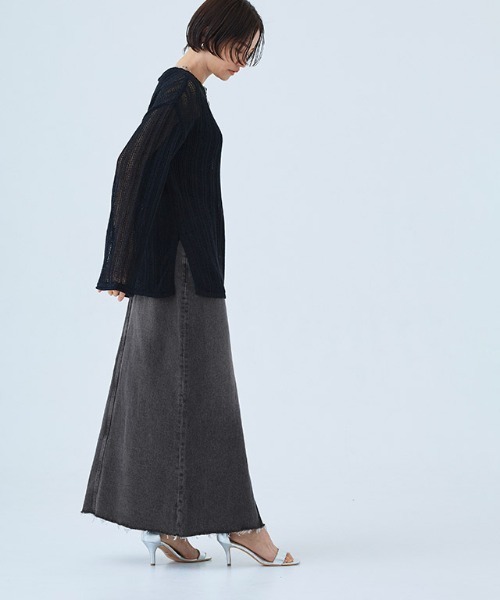 RASW（ラス）の「[RASW]デニムスリットスカート（デニムスカート・レディース・サックスブルー/ブラック・L/M/S）」の17枚目の写真