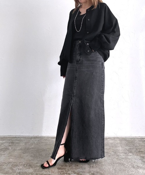 RASW（ラス）の「[RASW]デニムスリットスカート（デニムスカート・レディース・サックスブルー/ブラック・L/M/S）」の19枚目の写真