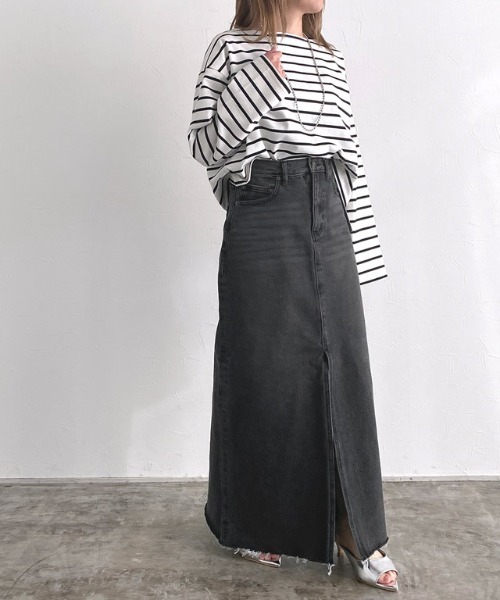 RASW（ラス）の「[RASW]デニムスリットスカート（デニムスカート・レディース・サックスブルー/ブラック・L/M/S）」の20枚目の写真