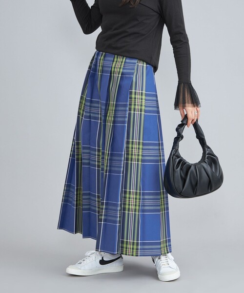 coen（コーエン）の「アソートチェックプリーツスカート（スカート・レディース・オフホワイト/ダークグレー/コバルトブルー・M/L）」の3枚目の写真