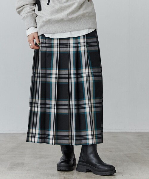 coen（コーエン）の「アソートチェックプリーツスカート（スカート・レディース・オフホワイト/ダークグレー/コバルトブルー・M/L）」の2枚目の写真