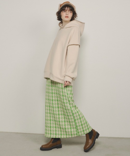 Unitage（ユニテージ）の「ツイードチェックロングスカート（スカート・レディース・ネイビー/グリーン・FREE）」の7枚目の写真