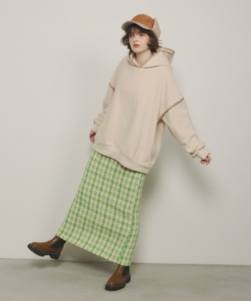 Unitage（ユニテージ）の「ツイードチェックロングスカート（スカート・レディース・ネイビー/グリーン・FREE）」の6枚目の写真