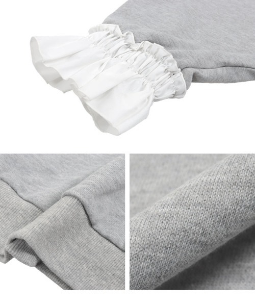 KOBE LETTUCE（コウベレタス）の「袖ギャザーフリルスウェットトップス（スウェット・レディース・グリーン/ブラック/グレー・M）」の10枚目の写真