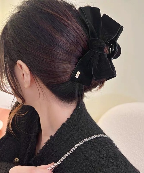 Acca バレッタ ヘアクリップ リボン パールリボンヘアクリップ（バレッタ/ヘアクリップ）｜E&C