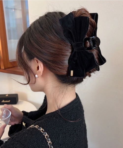 2まで ●ヘアリボン 専用 ベロアリボンヘアクリップ(バレッタ/ヘアクリップ)|E&C