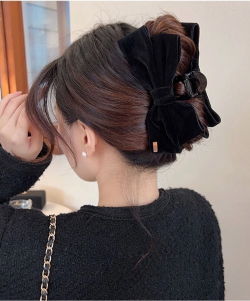 ベロアリボンヘアクリップ（バレッタ/ヘアクリップ）｜E&C