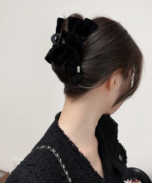 ベロアリボンヘアクリップ（バレッタ/ヘアクリップ）｜E&C