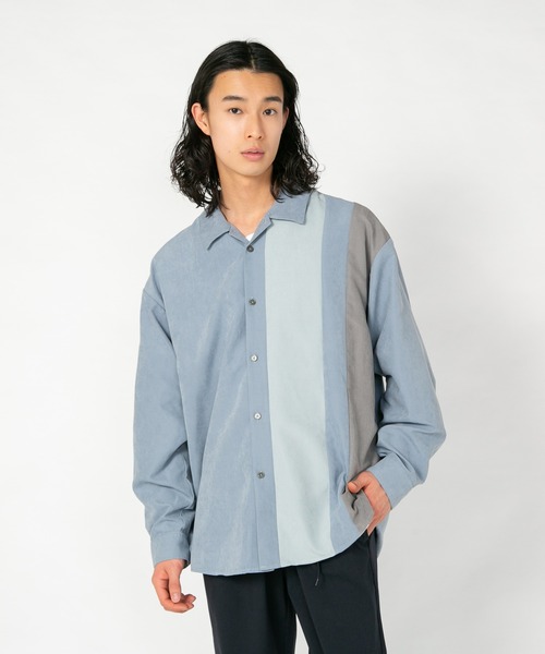 Blue Standard (ブルースタンダード)の「【BLUE STANDARD/ブルースタンダード】 フェイクスエード 無地 切り替えシャツ Tシャツ 2点セット(シャツ/ブラウス・メンズ・スミクロ/ダークブルー/ライトベージュ・MEDIUM/LARGE/X-LARGE)」の21枚目の写真