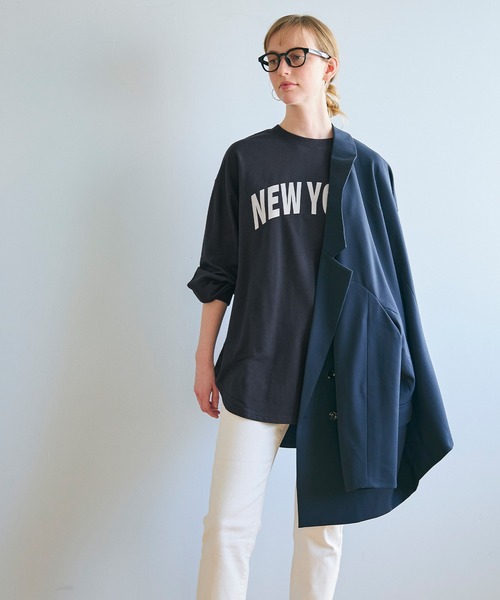 coca(coca)(コカ)の「ミニ裏毛プリントテールカットトップス(スウェット・レディース・ネイビー/ホワイト・M/L)」の12枚目の写真