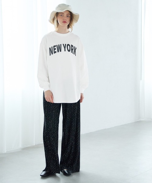 coca(coca)(コカ)の「ミニ裏毛プリントテールカットトップス(スウェット・レディース・ネイビー/ホワイト・M/L)」の3枚目の写真