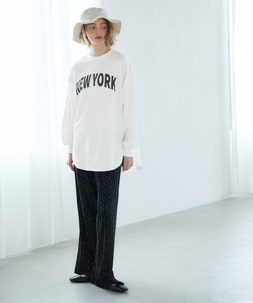 coca(coca)(コカ)の「ミニ裏毛プリントテールカットトップス(スウェット・レディース・ネイビー/ホワイト・M/L)」の6枚目の写真