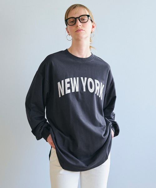 coca(coca)(コカ)の「ミニ裏毛プリントテールカットトップス(スウェット・レディース・ネイビー/ホワイト・M/L)」の8枚目の写真