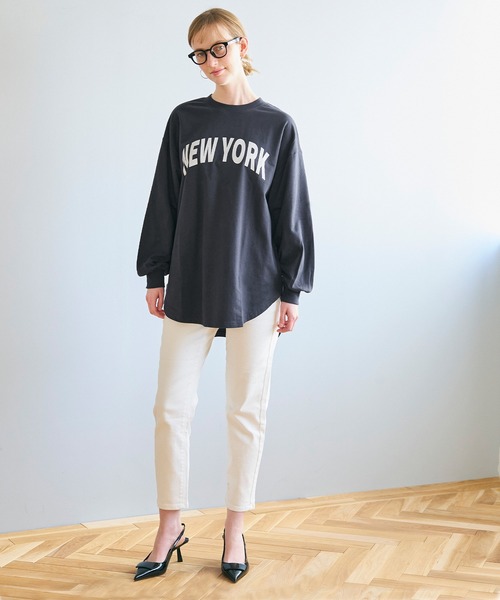 coca(coca)(コカ)の「ミニ裏毛プリントテールカットトップス(スウェット・レディース・ネイビー/ホワイト・M/L)」の11枚目の写真
