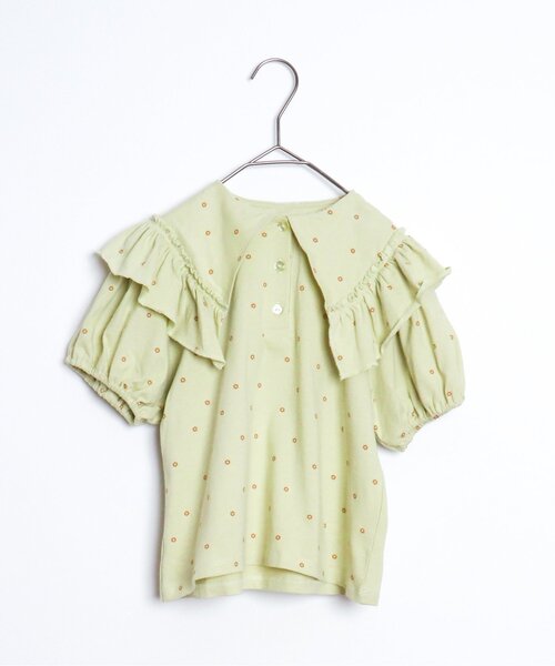 p.premier(ピードットプルミエ)の「おおきいフリル衿のパフスリーブプルオーバー(Tシャツ/カットソー・キッズ・オフホワイト/ブラック/オリーブ・80/90/100/110/120/130/140)」の12枚目の写真