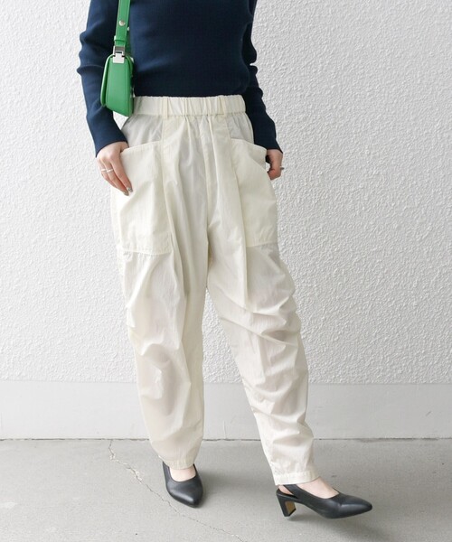 セール】SHIPS any:〈洗濯機可能〉エンボス ナイロン ワーク パンツ