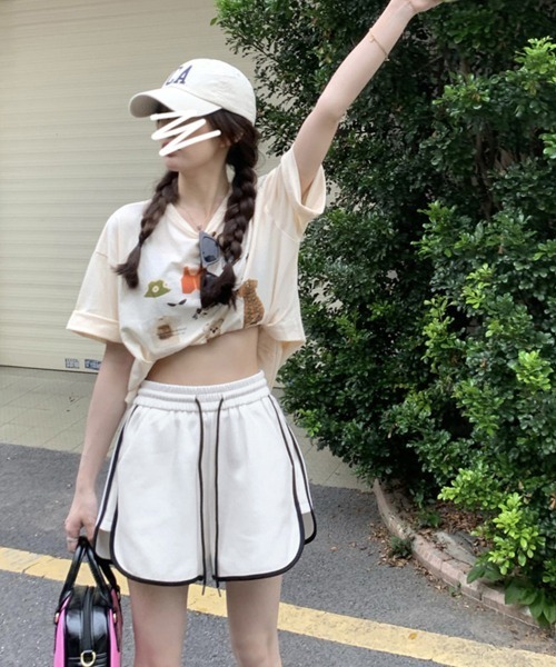 Miniministore(ミニミニストア)の「韓国ショートパンツ レディース スポーツ(スウェットパンツ・レディース・ブラック/ホワイト/グレー/フューシャピンク・FREE)」の5枚目の写真