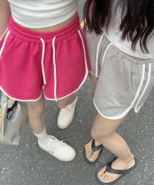 韓国ファッション 半袖スウェット ショートパンツ N2533 ショートパンツ 薄手 スウェットパンツ 韓国ファッション