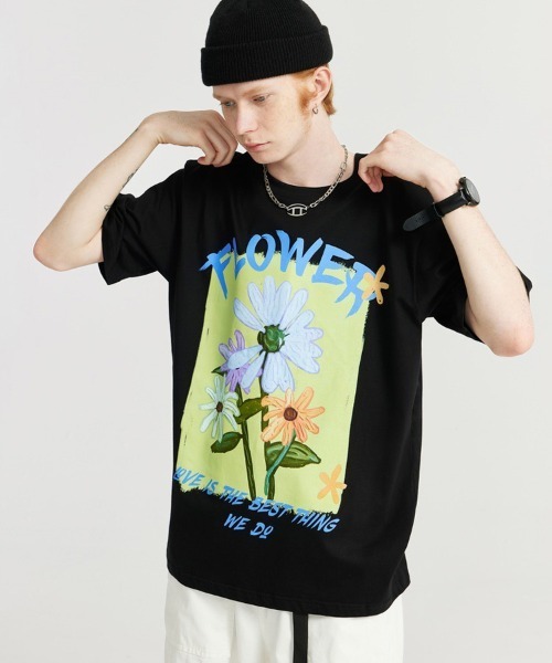 オーバーサイズ 手書き風デイジープリントTシャツ 花柄（Tシャツ/カットソー）｜Ressaca（レサーカ）