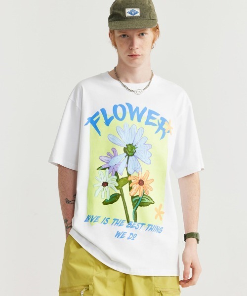 オーバーサイズ 手書き風デイジープリントTシャツ 花柄（Tシャツ/カットソー）｜Ressaca（レサーカ）