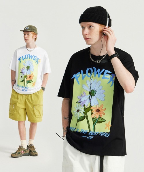 オーバーサイズ 手書き風デイジープリントTシャツ 花柄（Tシャツ/カットソー）｜Ressaca（レサーカ）