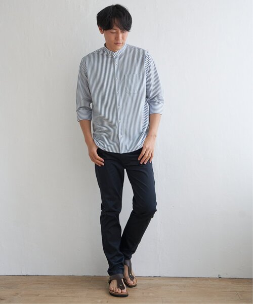 ikka（イッカ）の「7分袖イージーケアバンドカラーシャツ（シャツ/ブラウス・メンズ・ネイビー/ホワイト・S/M/L/XL）」の3枚目の写真