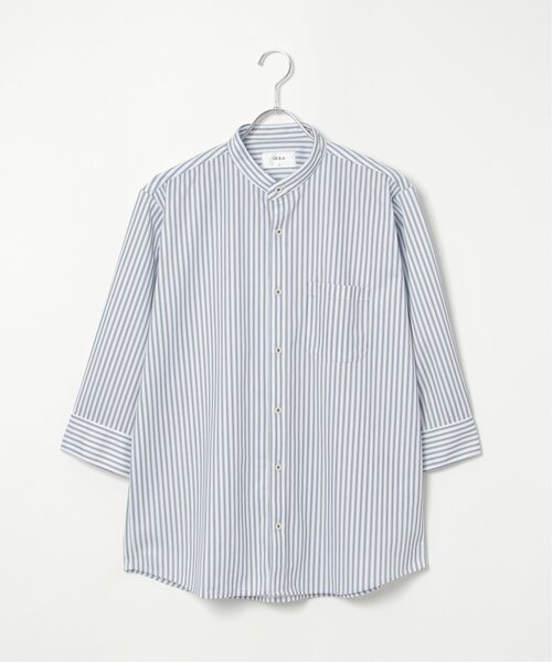 ikka（イッカ）の「7分袖イージーケアバンドカラーシャツ（シャツ/ブラウス・メンズ・ネイビー/ホワイト・S/M/L/XL）」の5枚目の写真