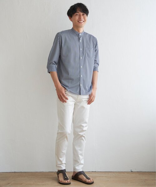 ikka（イッカ）の「7分袖イージーケアバンドカラーシャツ（シャツ/ブラウス・メンズ・ネイビー/ホワイト・S/M/L/XL）」の7枚目の写真