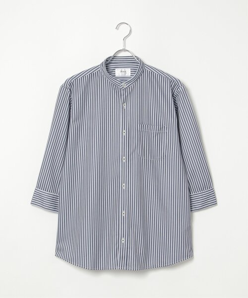 ikka（イッカ）の「7分袖イージーケアバンドカラーシャツ（シャツ/ブラウス・メンズ・ネイビー/ホワイト・S/M/L/XL）」の8枚目の写真
