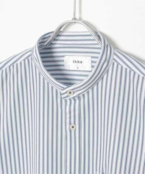 ikka（イッカ）の「7分袖イージーケアバンドカラーシャツ（シャツ/ブラウス・メンズ・ネイビー/ホワイト・S/M/L/XL）」の10枚目の写真