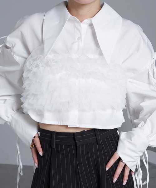 RAY CASSIN（レイカズン）の「チュールビスチェ（チューブトップ・レディース・ブラック/グレー/ホワイト・FREE）」の6枚目の写真