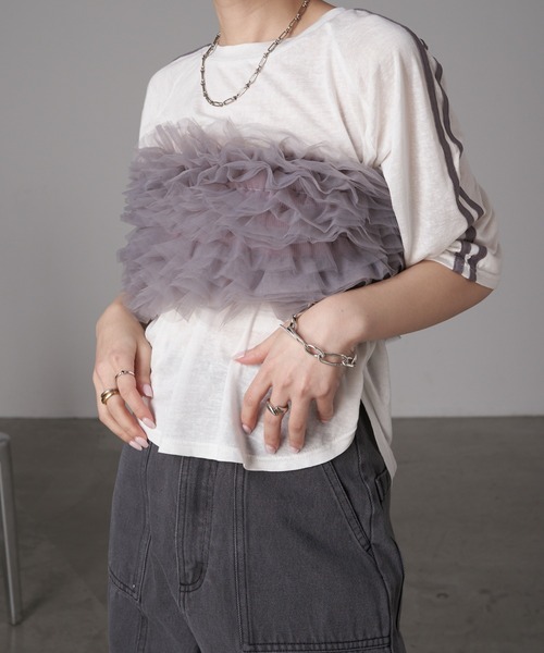 RAY CASSIN（レイカズン）の「チュールビスチェ（チューブトップ・レディース・ブラック/グレー/ホワイト・FREE）」の9枚目の写真